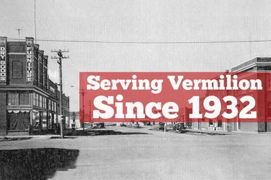 streetscape of vermilion in 1932
